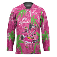 Aloha Hawaii Christmas Hockey Jersey Mele Kalikimaka Chill Flamingo Palaka Quilt Motifs - Polynesian Pride