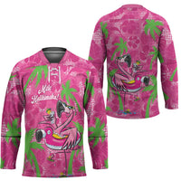Aloha Hawaii Christmas Hockey Jersey Mele Kalikimaka Chill Flamingo Palaka Quilt Motifs - Polynesian Pride