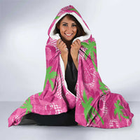 Aloha Hawaii Christmas Hooded Blanket Mele Kalikimaka Chill Flamingo Palaka Quilt Motifs - Polynesian Pride