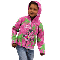 Aloha Hawaii Christmas Kid Hoodie Mele Kalikimaka Chill Flamingo Palaka Quilt Motifs - Polynesian Pride