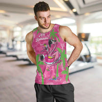 Aloha Hawaii Christmas Men Tank Top Mele Kalikimaka Chill Flamingo Palaka Quilt Motifs - Polynesian Pride