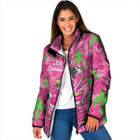 Aloha Hawaii Christmas Padded Jacket Mele Kalikimaka Chill Flamingo Palaka Quilt Motifs - Polynesian Pride