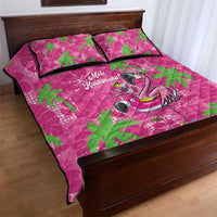 Aloha Hawaii Christmas Quilt Bed Set Mele Kalikimaka Chill Flamingo Palaka Quilt Motifs - Polynesian Pride
