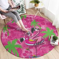 Aloha Hawaii Christmas Round Carpet Mele Kalikimaka Chill Flamingo Palaka Quilt Motifs - Polynesian Pride