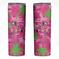 Aloha Hawaii Christmas Skinny Tumbler Mele Kalikimaka Chill Flamingo Palaka Quilt Motifs - Polynesian Pride