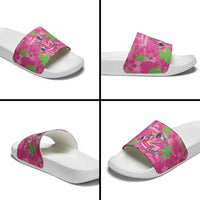 Aloha Hawaii Christmas Slide Sandals Mele Kalikimaka Chill Flamingo Palaka Quilt Motifs - Polynesian Pride