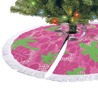 Aloha Hawaii Christmas Tree Skirt Mele Kalikimaka Chill Flamingo Palaka Quilt Motifs - Polynesian Pride