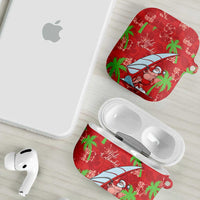Aloha Hawaii Christmas AirPods Case Mele Kalikimaka Windsurfing Santa Palaka Quilt Motifs - Polynesian Pride