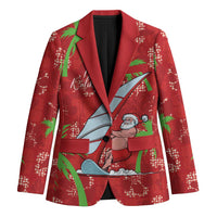 Aloha Hawaii Christmas Blazer Mele Kalikimaka Windsurfing Santa Palaka Quilt Motifs - Polynesian Pride