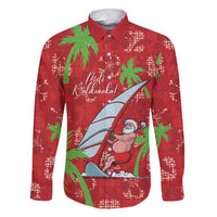 Aloha Hawaii Christmas Family Matching Short Sleeve Bodycon Dress and Hawaiian Shirt Mele Kalikimaka Windsurfing Santa Palaka Quilt Motifs - Polynesian Pride