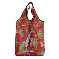 Aloha Hawaii Christmas Grocery Bag Mele Kalikimaka Windsurfing Santa Palaka Quilt Motifs - Polynesian Pride