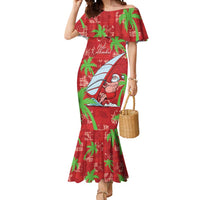 Aloha Hawaii Christmas Mermaid Dress Mele Kalikimaka Windsurfing Santa Palaka Quilt Motifs - Polynesian Pride