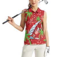 Aloha Hawaii Christmas Women Sleeveless Polo Shirt Mele Kalikimaka Windsurfing Santa Palaka Quilt Motifs - Polynesian Pride