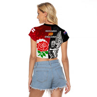 New Zealand And England Rugby Raglan Cropped T Shirt 2023 World Cup All Black Combine Red Roses LT14 - Polynesian Pride