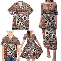 Bula Fiji Family Matching Puletasi Dress and Hawaiian Shirt Unique Masi Tapa Pattern LT14 - Polynesian Pride