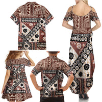 Bula Fiji Family Matching Summer Maxi Dress and Hawaiian Shirt Unique Masi Tapa Pattern LT14 - Polynesian Pride