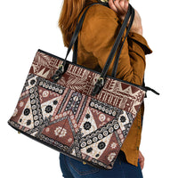 Bula Fiji Leather Tote Bag Unique Masi Tapa Pattern LT14 - Polynesian Pride