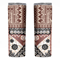 Bula Fiji Skinny Tumbler Unique Masi Tapa Pattern