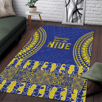 Fakaalofa Lahi Atu Niue Area Rug Siapo Pattern With Puakenikeni LT14 Blue - Polynesian Pride