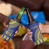 Fakaalofa Lahi Atu Niue 4 in 1 Can Cooler Tumbler Siapo Pattern With Puakenikeni