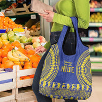 Fakaalofa Lahi Atu Niue Grocery Bag Siapo Pattern With Puakenikeni LT14 - Polynesian Pride