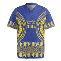 Fakaalofa Lahi Atu Niue Rugby Jersey Siapo Pattern With Puakenikeni LT14 Blue - Polynesian Pride
