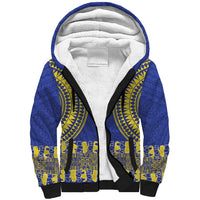 Fakaalofa Lahi Atu Niue Sherpa Hoodie Siapo Pattern With Puakenikeni LT14 Unisex Blue - Polynesian Pride