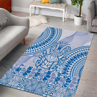 Niue Language Week Area Rug The Rock Coconut Crab - Siapo Blue Pastel LT14 - Polynesian Pride