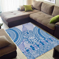 Niue Language Week Area Rug The Rock Coconut Crab - Siapo Blue Pastel LT14 - Polynesian Pride