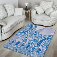 Niue Language Week Area Rug The Rock Coconut Crab - Siapo Blue Pastel LT14 - Polynesian Pride