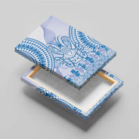 Niue Language Week Canvas Wall Art The Rock Coconut Crab - Siapo Blue Pastel LT14 - Polynesian Pride
