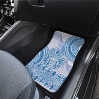 Niue Language Week Car Mats The Rock Coconut Crab - Siapo Blue Pastel LT14 - Polynesian Pride