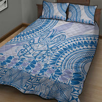 Niue Language Week Quilt Bed Set The Rock Coconut Crab - Siapo Blue Pastel LT14 - Polynesian Pride