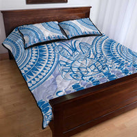 Niue Language Week Quilt Bed Set The Rock Coconut Crab - Siapo Blue Pastel LT14 - Polynesian Pride