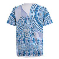 Niue Language Week Rugby Jersey The Rock Coconut Crab - Siapo Blue Pastel LT14 - Polynesian Pride