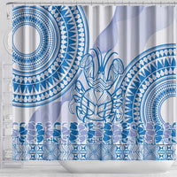 Niue Language Week Shower Curtain The Rock Coconut Crab - Siapo Blue Pastel