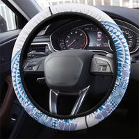 Niue Language Week Steering Wheel Cover The Rock Coconut Crab - Siapo Blue Pastel LT14 - Polynesian Pride