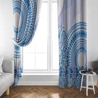 Niue Language Week Window Curtain The Rock Coconut Crab - Siapo Blue Pastel LT14 - Polynesian Pride