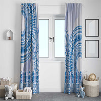 Niue Language Week Window Curtain The Rock Coconut Crab - Siapo Blue Pastel LT14 - Polynesian Pride