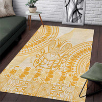Niue Language Week Area Rug The Rock Coconut Crab - Siapo Gold Pastel LT14 Gold - Polynesian Pride