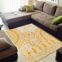 Niue Language Week Area Rug The Rock Coconut Crab - Siapo Gold Pastel LT14 - Polynesian Pride