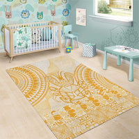 Niue Language Week Area Rug The Rock Coconut Crab - Siapo Gold Pastel LT14 - Polynesian Pride