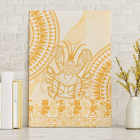 Niue Language Week Canvas Wall Art The Rock Coconut Crab - Siapo Gold Pastel LT14 Without Frame Gold - Polynesian Pride