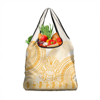 Niue Language Week Grocery Bag The Rock Coconut Crab - Siapo Gold Pastel LT14 1-pack One Size Gold - Polynesian Pride