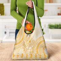 Niue Language Week Grocery Bag The Rock Coconut Crab - Siapo Gold Pastel LT14 - Polynesian Pride