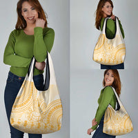 Niue Language Week Grocery Bag The Rock Coconut Crab - Siapo Gold Pastel LT14 - Polynesian Pride