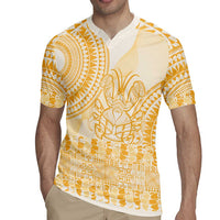 Niue Language Week Rugby Jersey The Rock Coconut Crab - Siapo Gold Pastel LT14 - Polynesian Pride