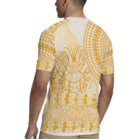 Niue Language Week Rugby Jersey The Rock Coconut Crab - Siapo Gold Pastel LT14 - Polynesian Pride