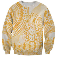 Niue Language Week Sweatshirt The Rock Coconut Crab - Siapo Gold Pastel LT14 Unisex Gold - Polynesian Pride