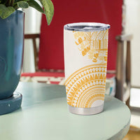 Niue Language Week Tumbler Cup The Rock Coconut Crab - Siapo Gold Pastel LT14 - Polynesian Pride
